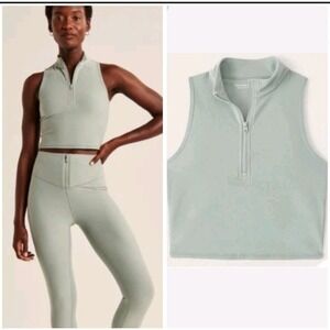 Abercrombie & Fitch Women's  Contour Zip-Up Tank Top XL Sage Green Soft Stretch